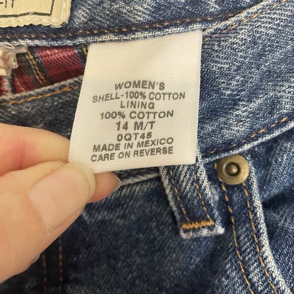 VTG LL Bean Flannel Lined Jeans Womens 14 M/T Double L Mom High Rise Relaxed Fit - Picture 9 of 11